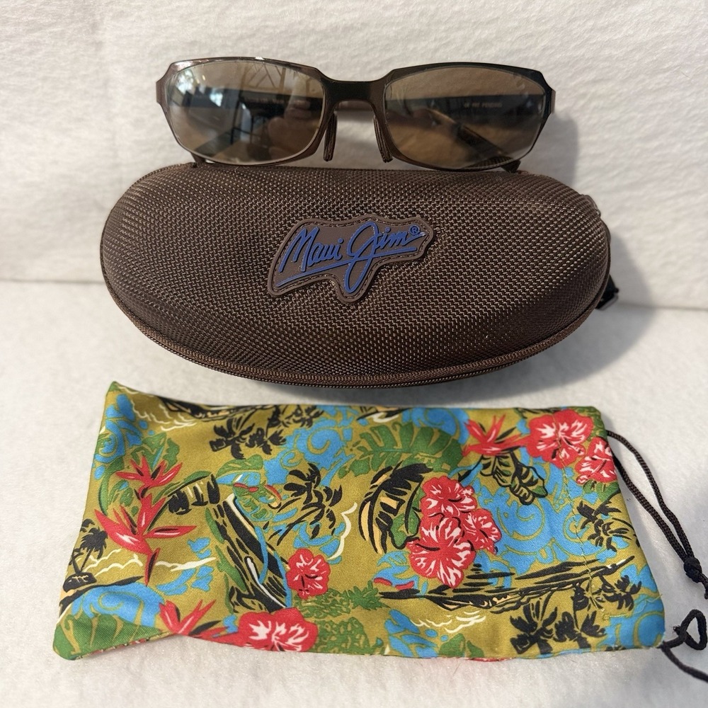 MAUI JIM MJ-213-19 POLARIZED SUNGLASSES TITANIUM MADE IN JAPAN PRISTINE W/CASE